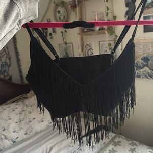 SHEIN cowboy fringe crop top
